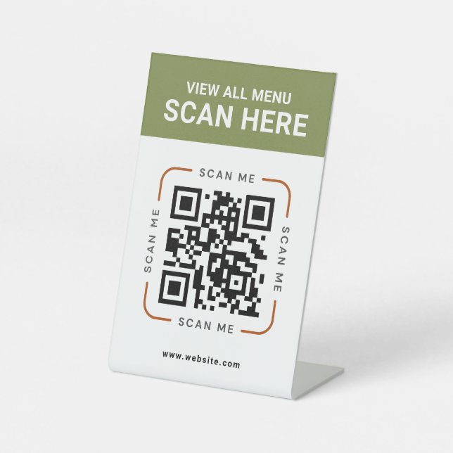 Modern QR Code  | Digital Menu Tabletop Sign Sockelschild (Vorderseite)