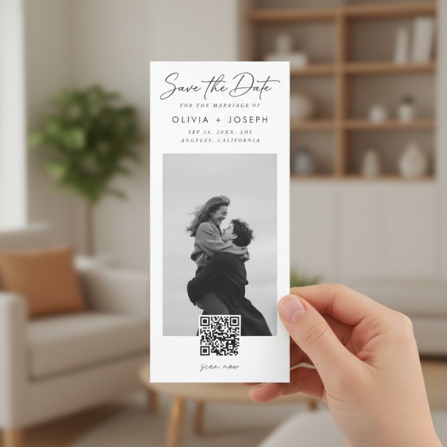 Modern QR Code Photo Bookmark Wedding Save The Date (Von Creator hochgeladen)
