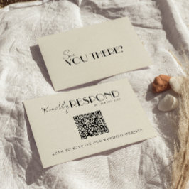 Modern QR Code Retro French Whimsical Wedding RSVP Karte