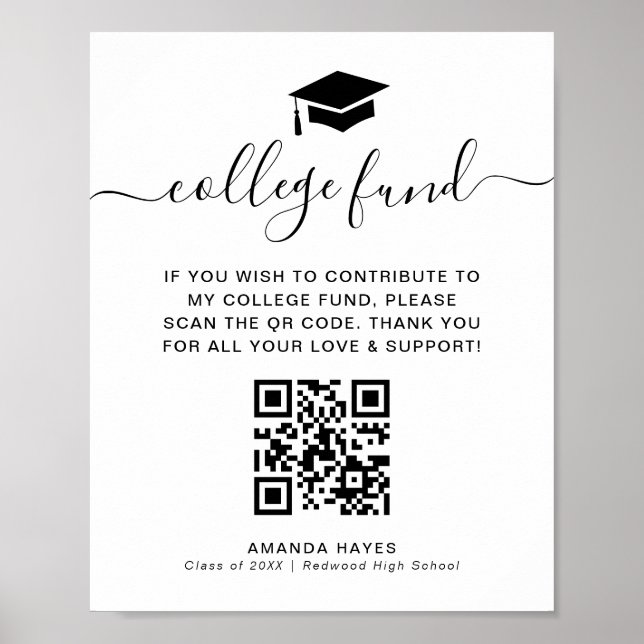 Modern QR-Code-Spendenschild für Hochschulförderfo Poster (Vorne)