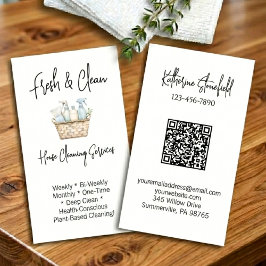 Modern QR Code Vertical House Cleaning Services Visitenkarte
