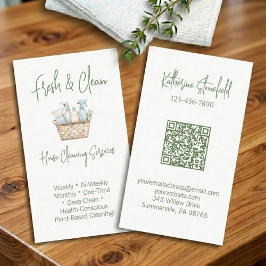 Modern QR Code Vertical House Cleaning Services Visitenkarte