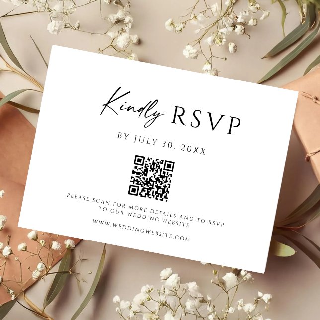 Modern QR Code Website RSVP Card Save The Date (Von Creator hochgeladen)