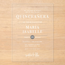 Modern Quinceañera Birthday Party Photo Overlay Acryleinladungen