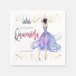 Modern Quinceanera Lilac Pastels Dancer Crown Name Serviette