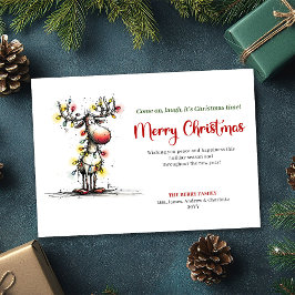 Modern Quirky Reindeer Holiday Greeting Card Feiertagskarte