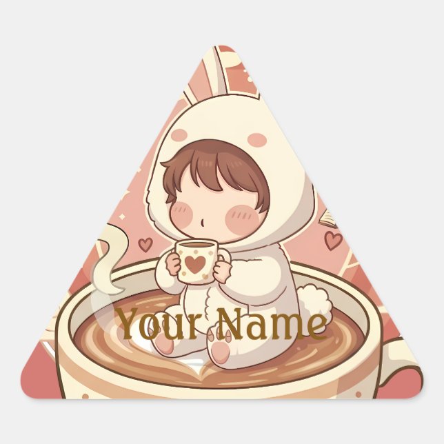 Modern Rabbit Coffee Triangle Tech Decal Dreieckiger Aufkleber (Vorderseite)