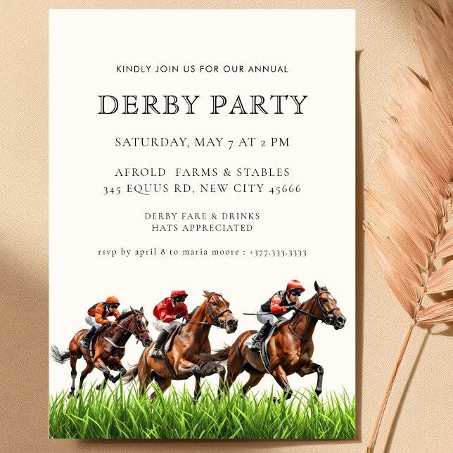 Modern Race Horse Derby Party Equestrian  Invitati Einladung (Von Creator hochgeladen)