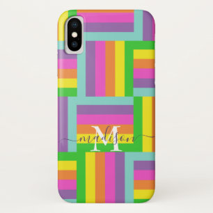 Modern Rainbow Abstrakt Script Name Monogram Case-Mate iPhone Hülle