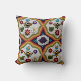 Modern Rainbow Fair Isle Knit Pattern Throw Pillow Kissen