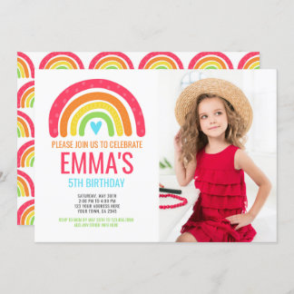 Modern Rainbow First Birthday Einladung