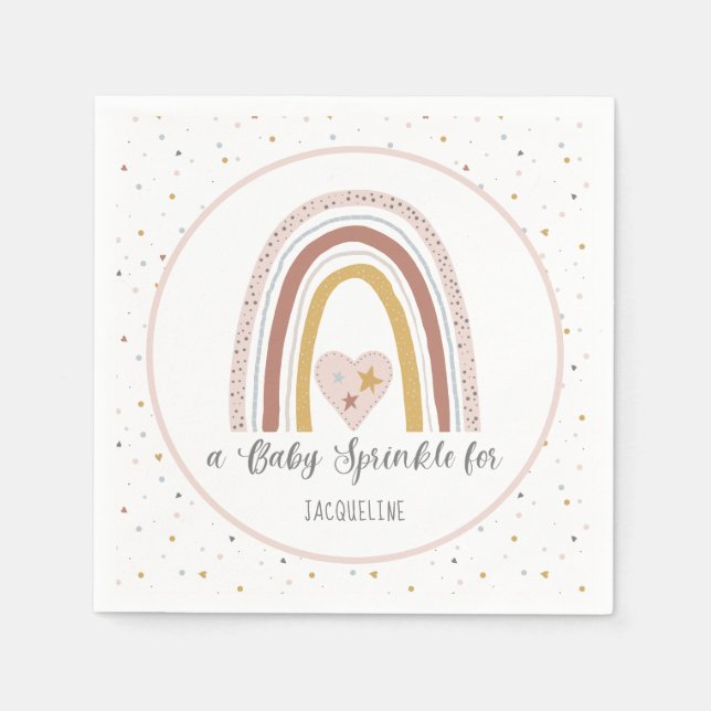 Modern Rainbow Gold Dusty Pink Girl Baby Sprinkle Serviette (Vorderseite)