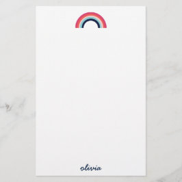 Modern Rainbow in Blue Script Name Briefpapier