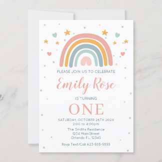 Modern Rainbow Invitation Birthday Einladung