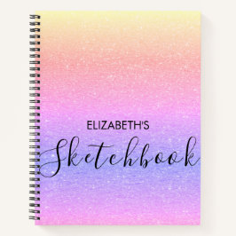 Modern Rainbow Ombre Glitzer Name Sketchbook Notizbuch