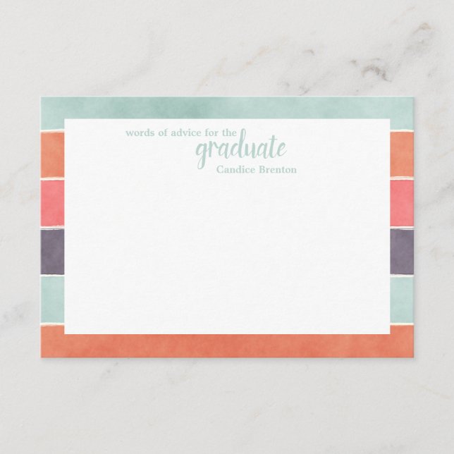Modern Rainbow Stripes Word of Advice Cards Hinweiskarte (Vorderseite)