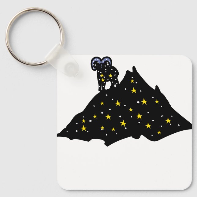 Modern Ram Zodiac Keychain – Sleek Aries  Schlüsselanhänger (Vorderseite)