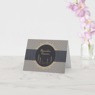 Modern Ramadan Kareem Moschee Grau Gold Holiday Karte