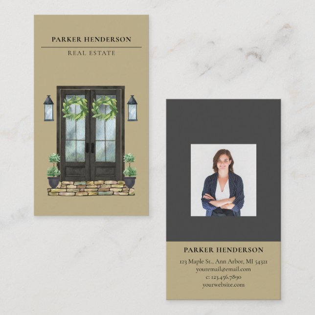 Modern Real Anwesen Foto Business Card Visitenkarte (Vorne/Hinten)