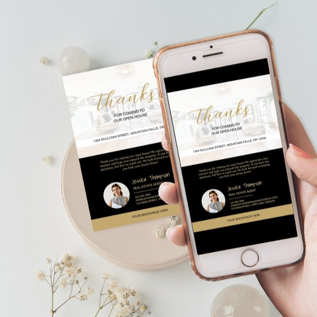 Modern Real Anwesen Open House Danke Karte (Modern Real Estate Open House Thank You Card)