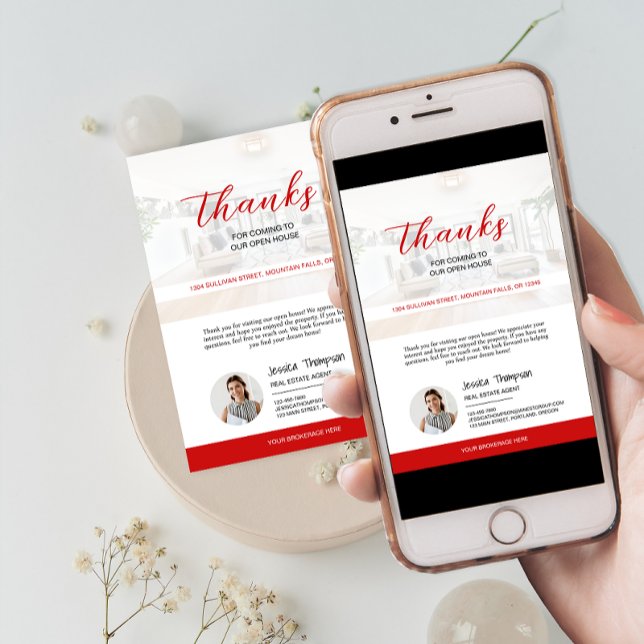 Modern Real Anwesen Open House Danke Karte (Modern Real Estate Open House Thank You Card)