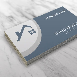 Modern Real Anwesen Realtor Dusty Blue & Silver Visitenkarte