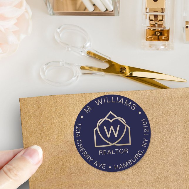 Modern Real Anwesen Werbeaktion Realtor Ihr Logo Runder Aufkleber (Von Creator hochgeladen)