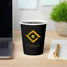 Modern Real Estate Black and gold custom logo  Pappbecher