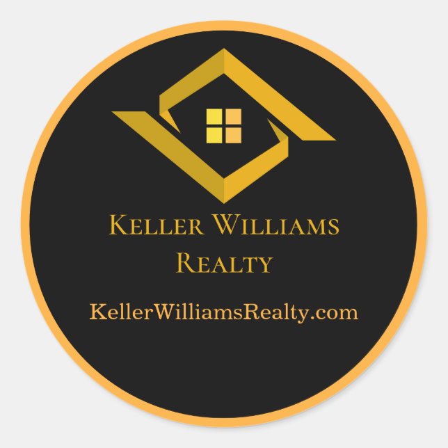 Modern Real Estate Black and gold custom logo  Runder Aufkleber (Vorderseite)