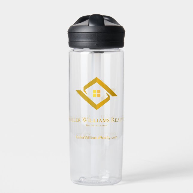 Modern Real Estate Black and gold custom logo  Trinkflasche (Vorderseite)