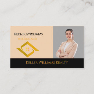Modern Real Estate Black and gold custom logo Visitenkarte