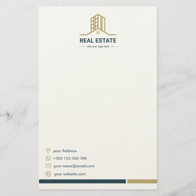 Modern Real Estate Stationery Paper Briefpapier (Vorderseite)