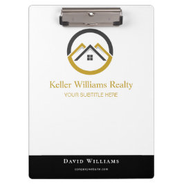Modern Real Estate white and gold custom logo  Klemmbrett