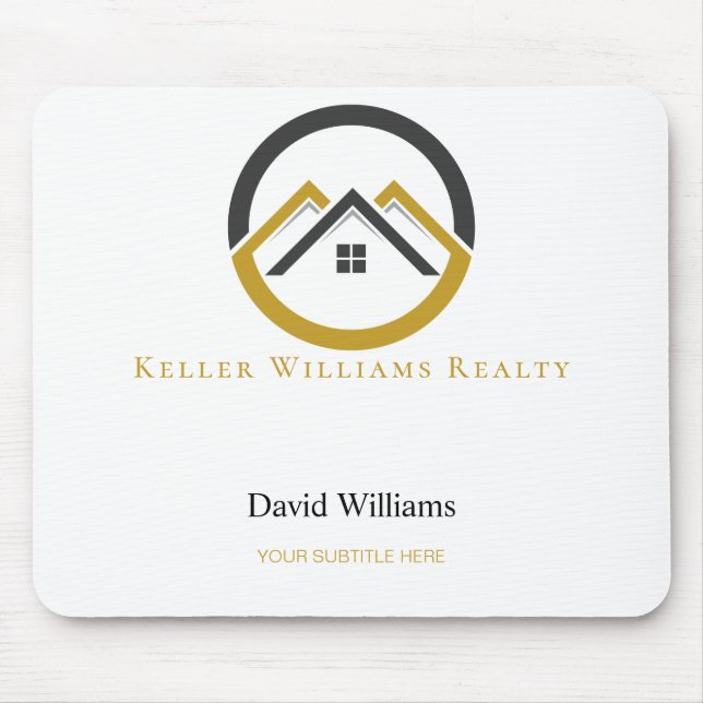 Modern Real Estate white and gold custom logo  Mousepad (Vorne)