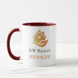 Modern Real Estate white and gold custom logo Tasse