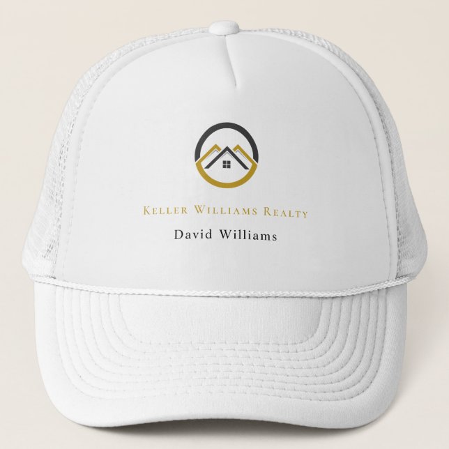 Modern Real Estate white and gold custom logo  Truckerkappe (Vorderseite)