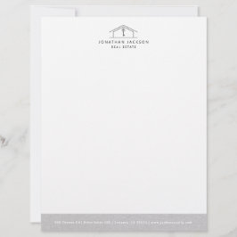 Modern Realtor Letterhead Gray Faux Linen Edge Briefbogen