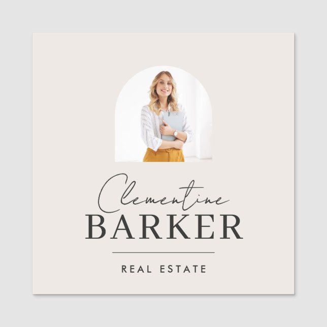 Modern Realtor Name Badge with Photo Arch Elegant Namensschild (Vorderseite)