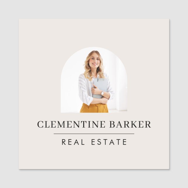 Modern Realtor Name Badge with Photo Arch Elegant Namensschild (Vorderseite)