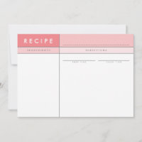 MODERN RECIPE CARD Veranstalter Block minimale Kor
