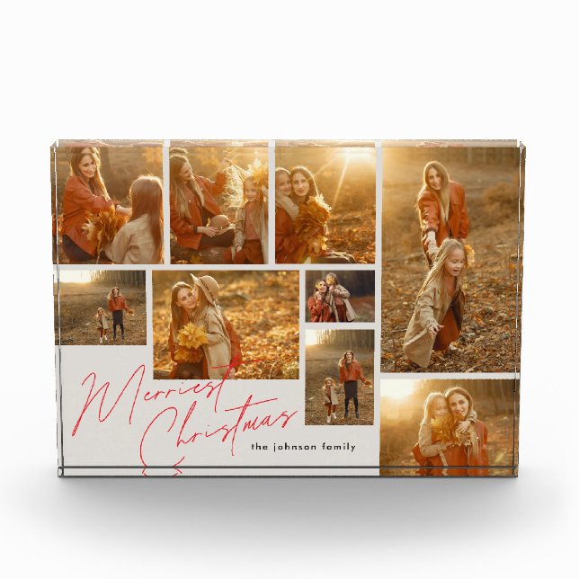 Modern Red 9 Multi Collage Weihnachten Fotoblock (Vorderseite)