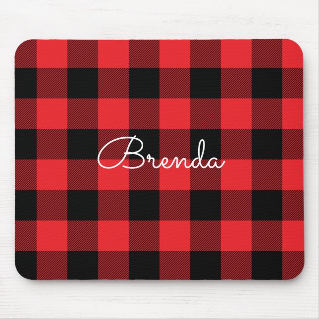Modern Red and Black Buffalo Check Mousepad (Vorne)