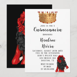 Modern Red and Gold Quinceanera Geburtstag Einladung