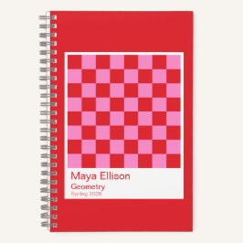 Modern Red and Pink Checkerboard Notebook Notizbuch