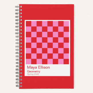 Modern Red and Pink Checkerboard Notebook Notizbuch