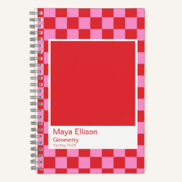 Modern Red and Pink Checkerboard Notebook Notizbuch
