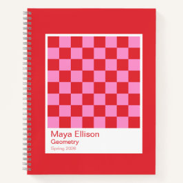 Modern Red and Pink Checkerboard Notebook Notizbuch