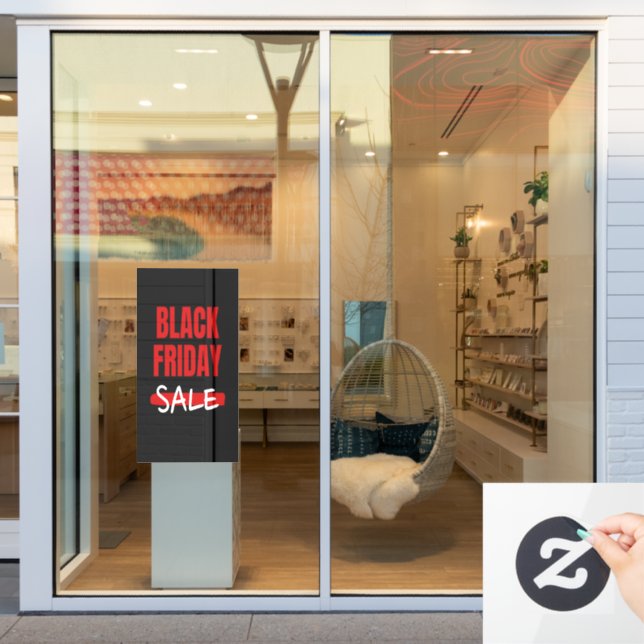 Modern Red Black Friday Sale Typografy Store Sign Fensteraufkleber (Schaufenster)