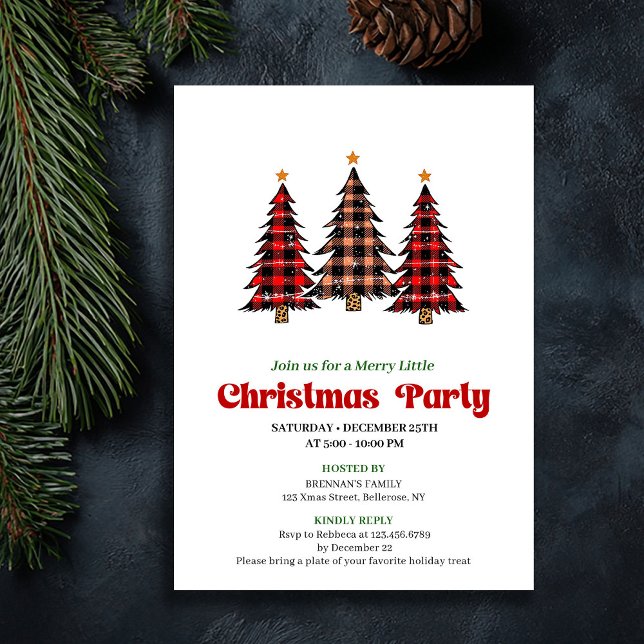 Modern Red Black Plaid Festive Editable Invite Einladung (Modern Red Black Plaid Festive Editable Invite)