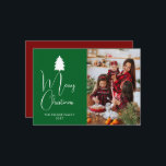 Modern Red Block Signature Merry Christmas Photo Feiertagskarte<br><div class="desc">Celebrate the season with this bold and modern Christmas design featuring a vibrant red color block and elegant signature typography. The clean minimalist layout perfectly frames your family photo,  creating a sophisticated and joyful greeting for all your loved ones.</div>